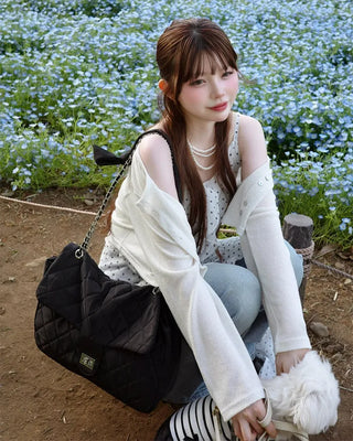 Double-breasted linen cardigan