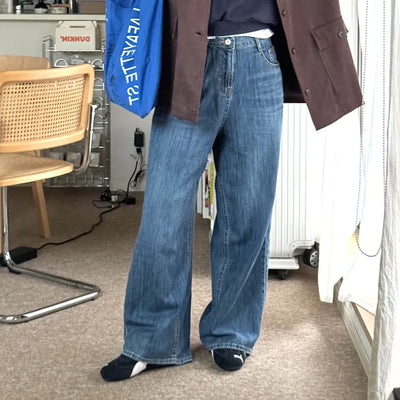 Wide denim pants