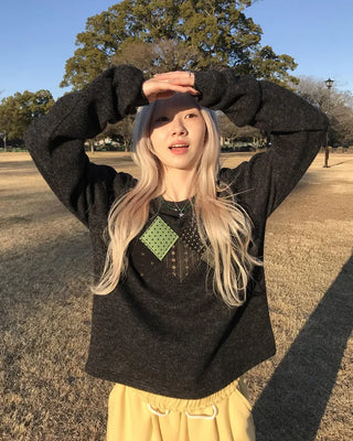 Argyle patch knit