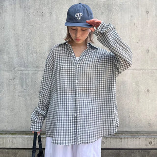 Unisex seersucker check shirt