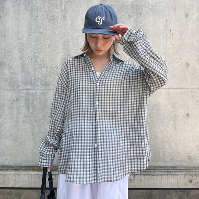 Unisex seersucker check shirt