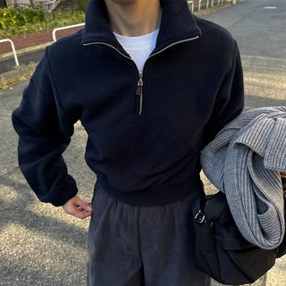 Fleece cropped half-zip pullover