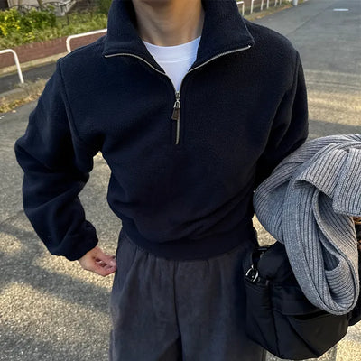 Fleece cropped half-zip pullover