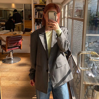 Striped Shoulder Pad Oversized Jacket