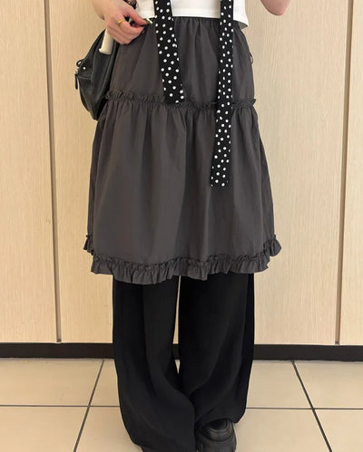 Lace nylon midi skirt
