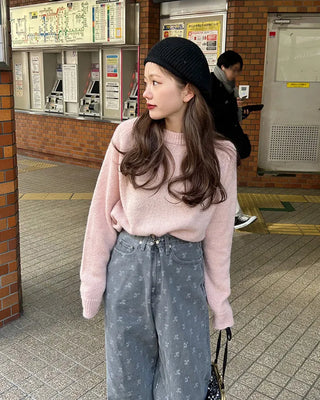 Oversized Boucle Round Knit