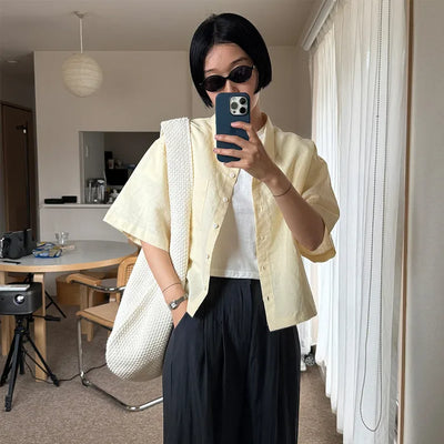 Pocket Linen Half-Sleeve Shirt
