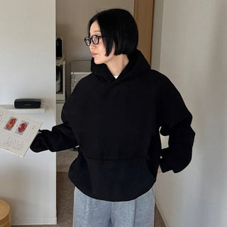 Brushed oversized corduroy hoodie