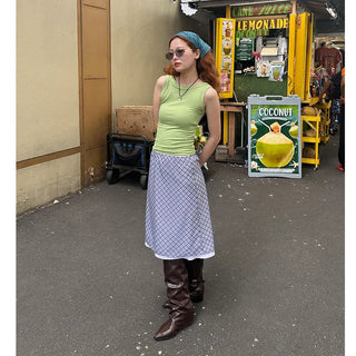 Checked midi skirt