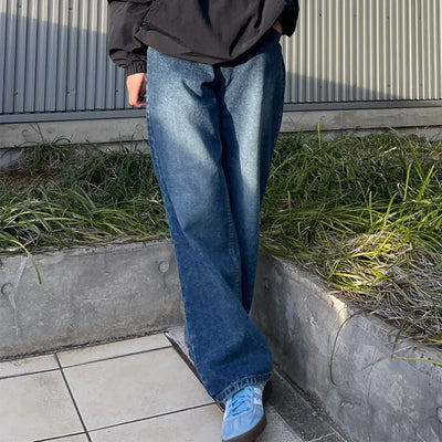 Unisex basic denim wide-leg pants