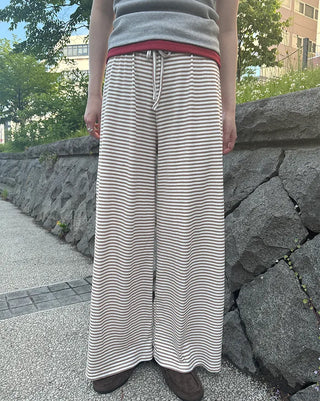 Striped wide easy pants