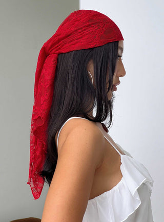 Nellie Hair Scarf Red Lace