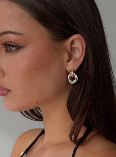 Trishy Linked Earrings Gold  Silver