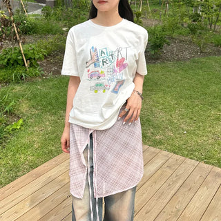 Checked layered skirt