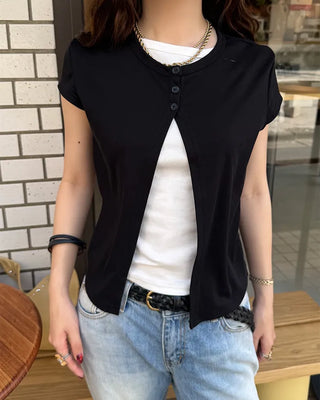 Layered Button T-Shirt