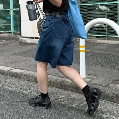D-ring Bermuda denim pants