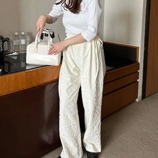 Flower embossed pants