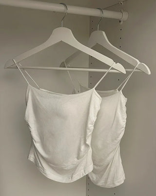 Camisole with built-in cups and side shirring