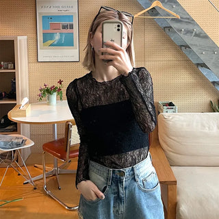See-through vintage lace knit