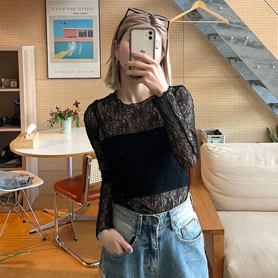See-through vintage lace knit