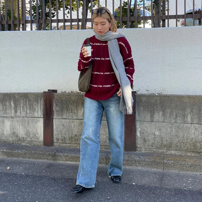 Wool oversized striped knit