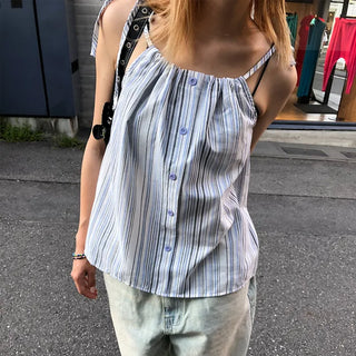 Striped button camisole