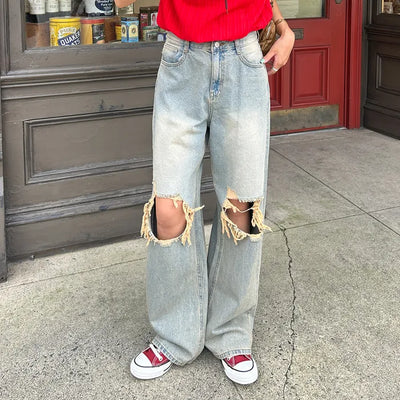 Vintage wide-leg denim pants