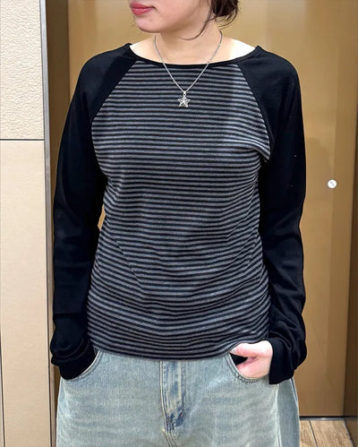 Striped long-sleeved T-shirt