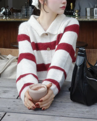Striped knit cardigan