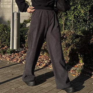Ribbed wide brushed pants