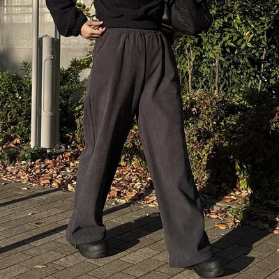 Ribbed wide brushed pants