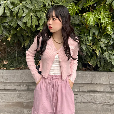 Ribbed cropped cardigan
