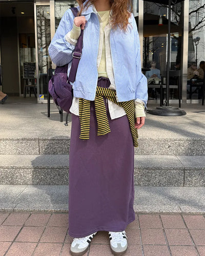 Waist String Sweat Long Skirt