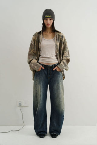 MASONPRINCE Draped Wrinkle Camouflage Shirt