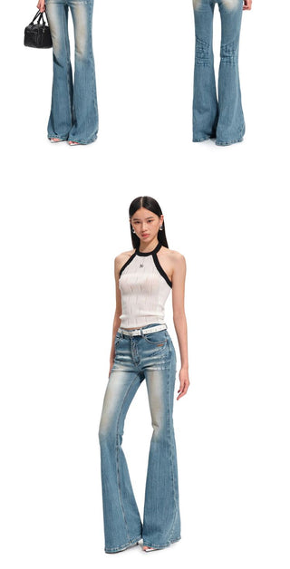 [NOTAWEAR] High-Waist Washed Slim Flare  Jeans