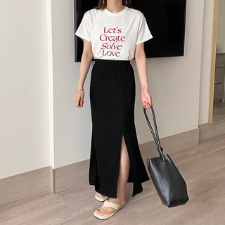 mue ribbed slit skirt