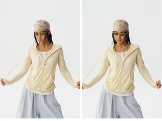 [Monterest] Lyocell Wool Blend Layered Hooded Knit Jacket