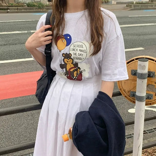 Printed cotton short-sleeved T-shirt