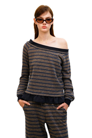 [Moromoro2] Tencel Linen Striped  Sweatshirt/Pants