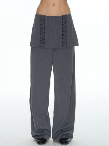 [NECY] Pin Stripe Ruffle Lace Skirt Pants