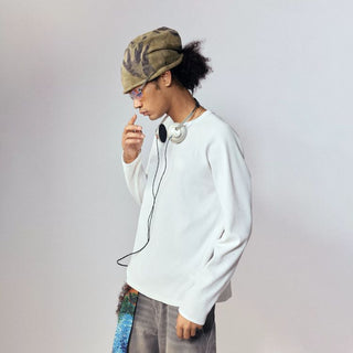 [Monterest] Waffle Knit Drop Shoulder Long Sleeve Tee
