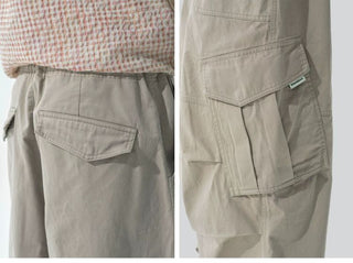 [Monterest] Grid Cotton Drawstring Paratrooper Pants