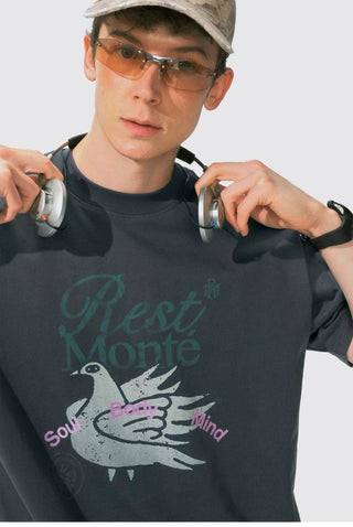 [Monterest] Washed Peace Dove Print T-Shirt
