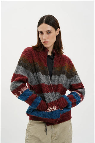 [MASONPRINCE] Fair Isle Cable Knit Wool Blend Cardigan