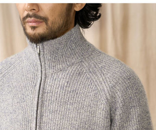 [CULTUM] Wool Stand Collar Double Zip Cardigan