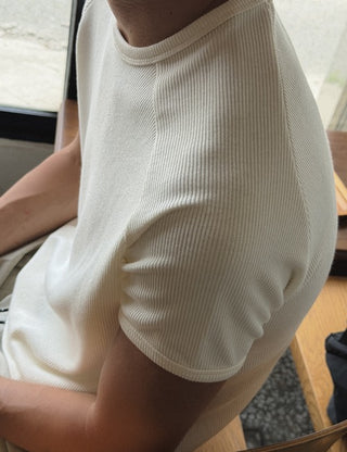 Saddle Soft Ribbed Round Short Sleeve Tee (6 colors, M~L)