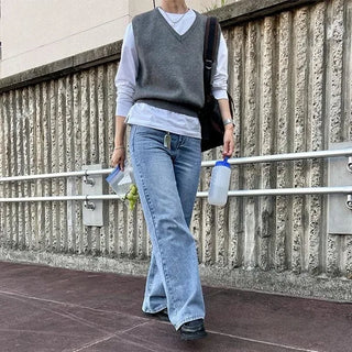 Straight denim pants