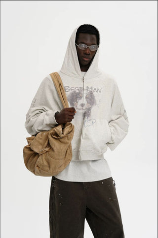 [MASONPRINCE] 400G Heavyweight Cotton Zip-Up Hoodie
