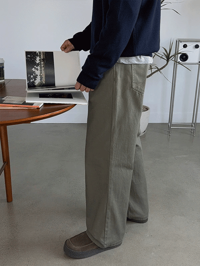 Another Twill Cotton Semi-Wide Pants