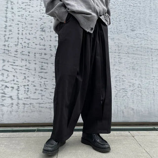 Pintuck Cotton Wide Pants